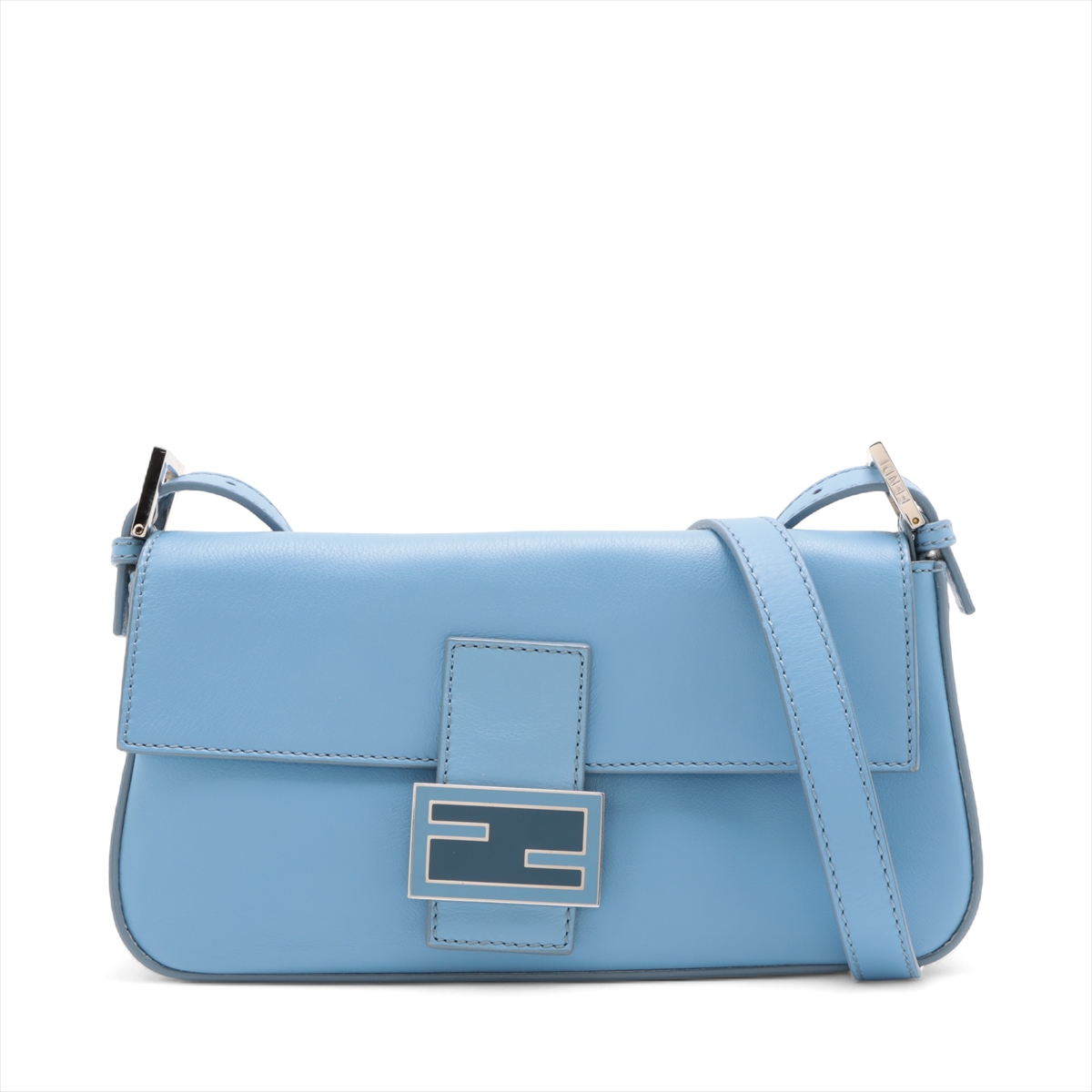 FENDI■ミディアムブルーナパレザーバゲットショルダーバッグA+ 大人気【FENDI】ナッパレザー バゲット ミディアムサイズ 淡色