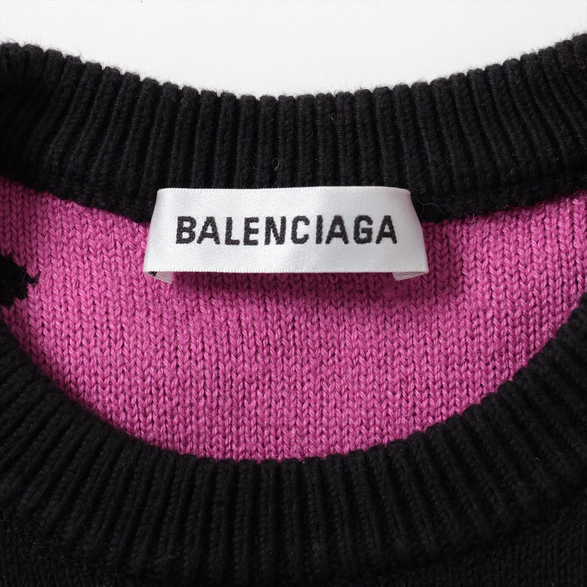 BALENCIAGA オーバーサイズニットセーター ブラック/ピンク 【公式通販】