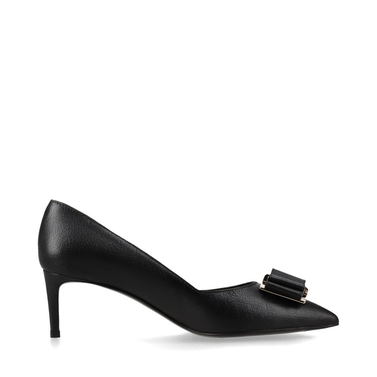 FERRAGAMO エナメル フェラガモ パンプス ブラック ゴールド