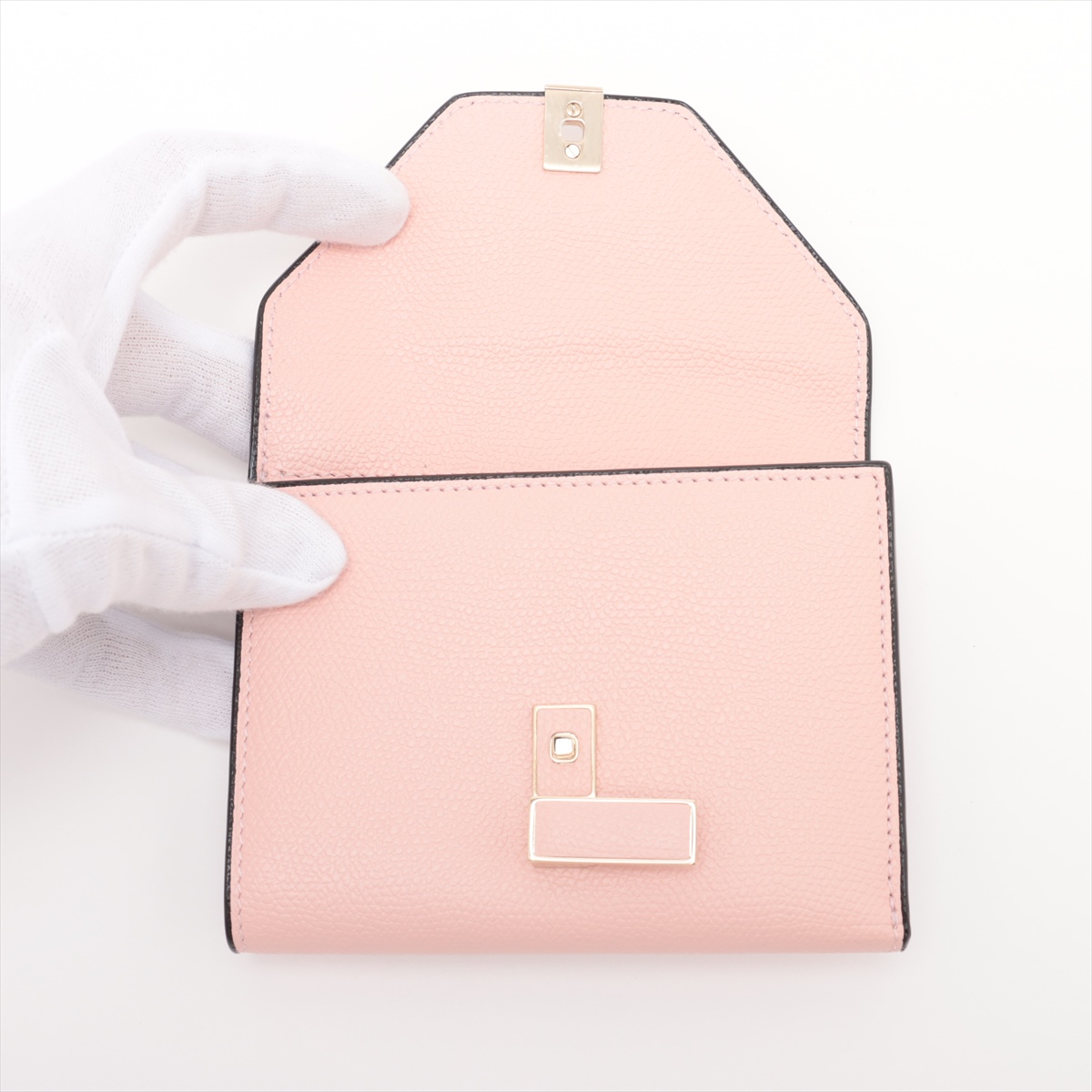 【新品】Valextra コンパクトウォレット コンパクト パース 三つ折り財布 ブラック 黒