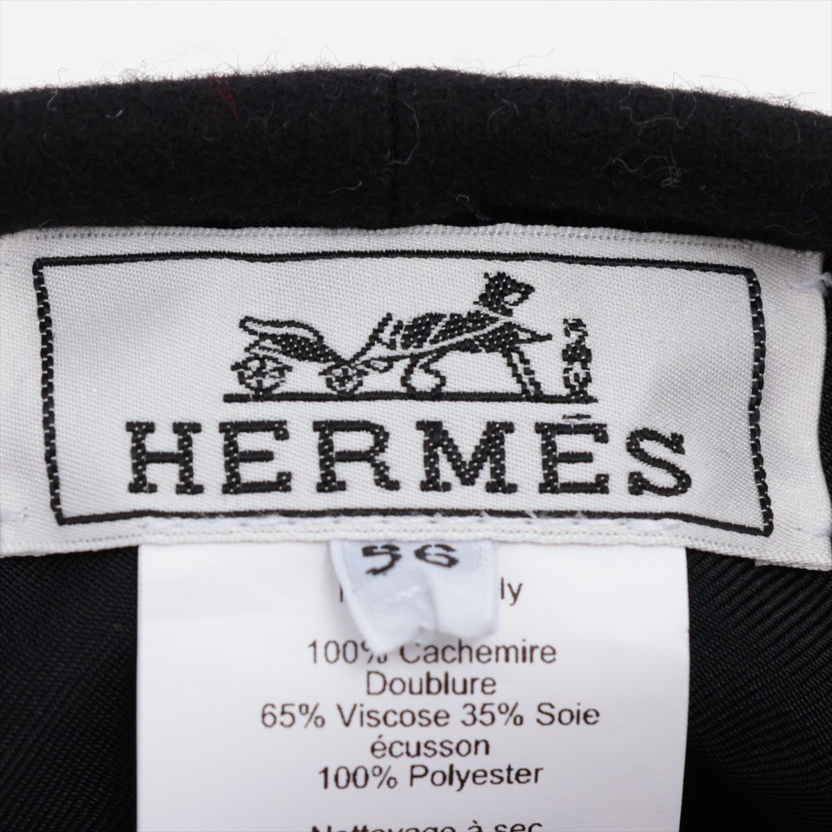 エルメス　黒のカシミヤ　ベレー帽 HERMES - 美品 エルメス HERMES 帽子 ベレー帽 ディアスキン鹿革