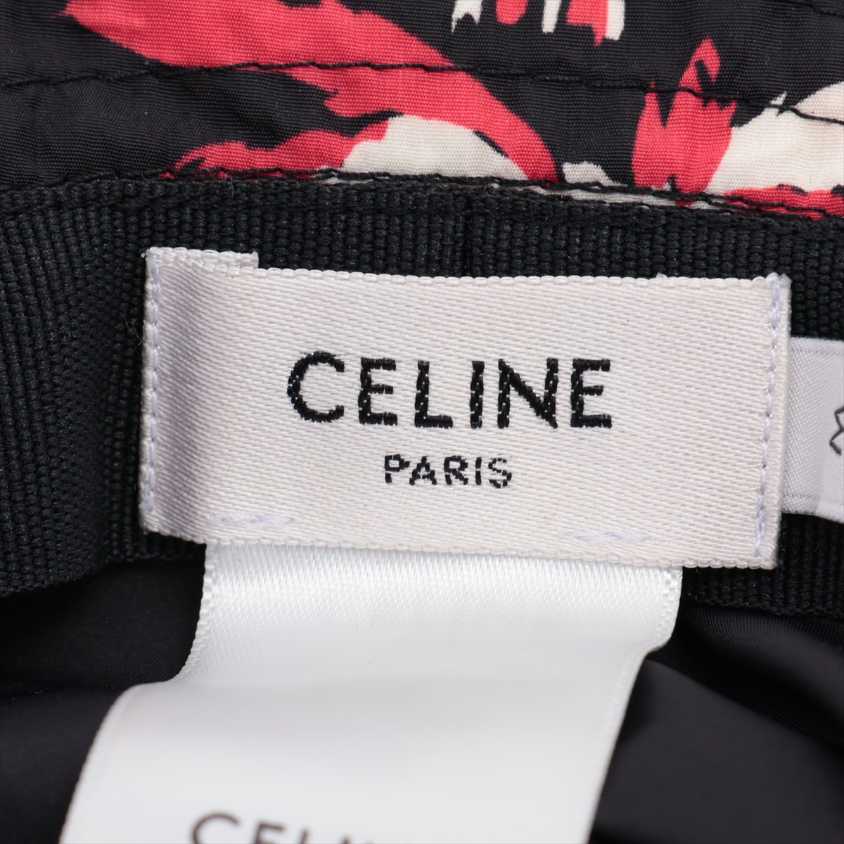 CELINE◆ロゴ刺繍 バケットハット ナイロン パームツリー セリーヌ ロゴ バケットハット ナイロン ブラック アロハ パーム