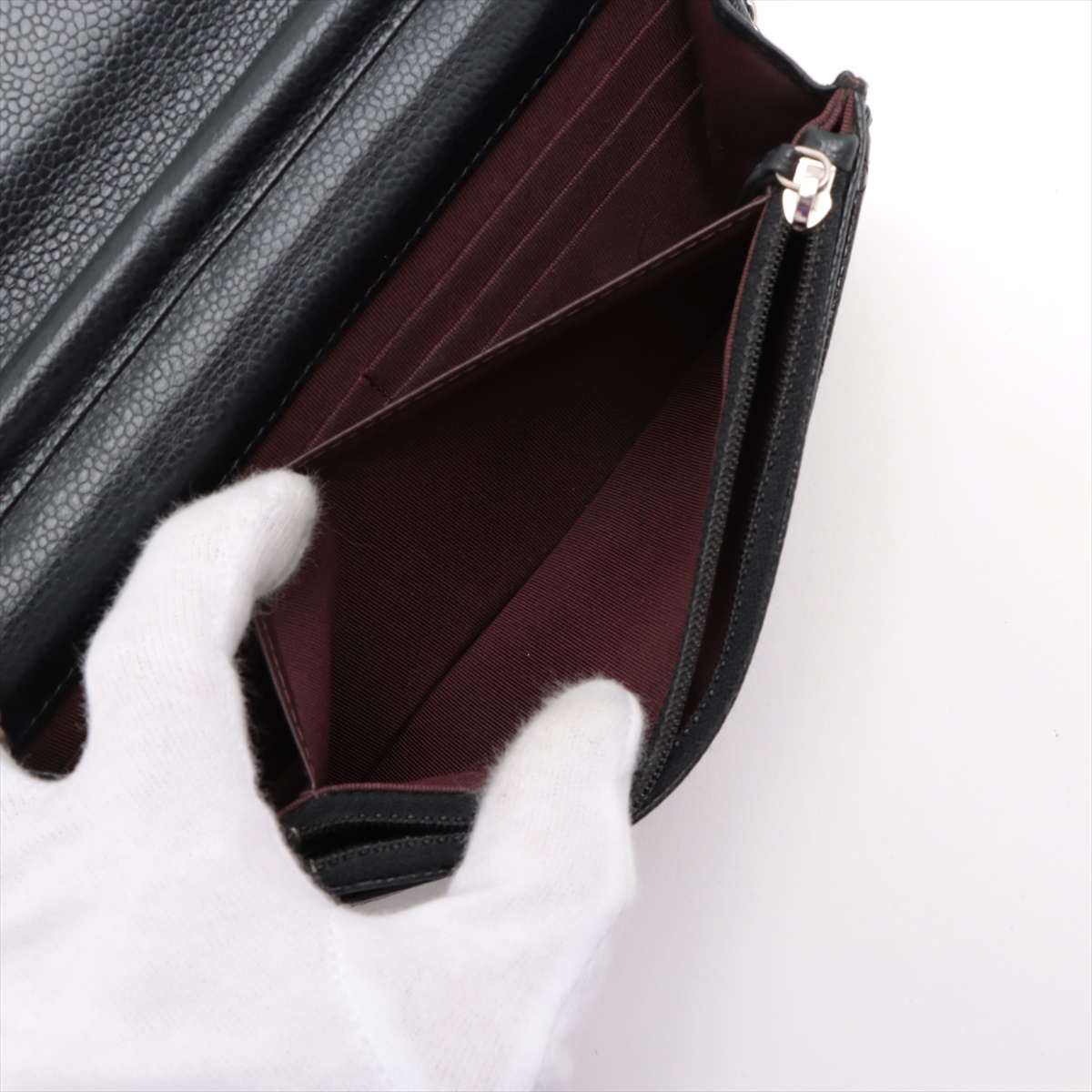 CHANEL■キャビア チェーン カードウォレット ブラック CHANEL 【新品】シャネル ミニチェーンウォレット マトラッセ