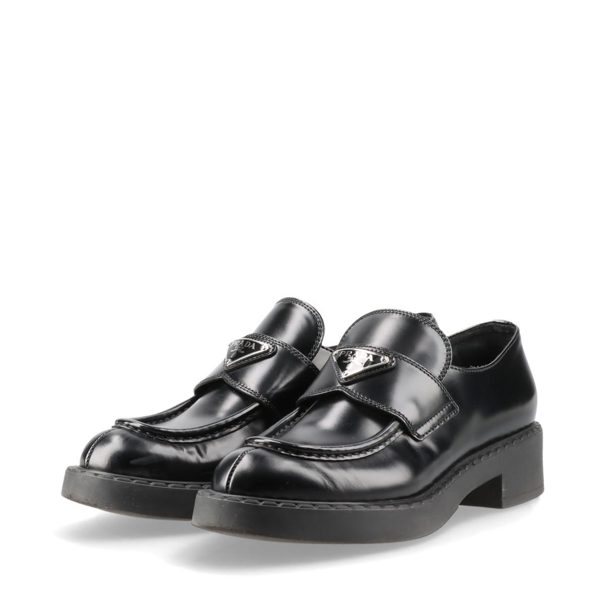 期間限定お値下げ中❗️PRADA プラダ ローファー チョコレート 黒 サイズ37 ブラック プラダ チョコレート ブラッシュドレザー ローファー