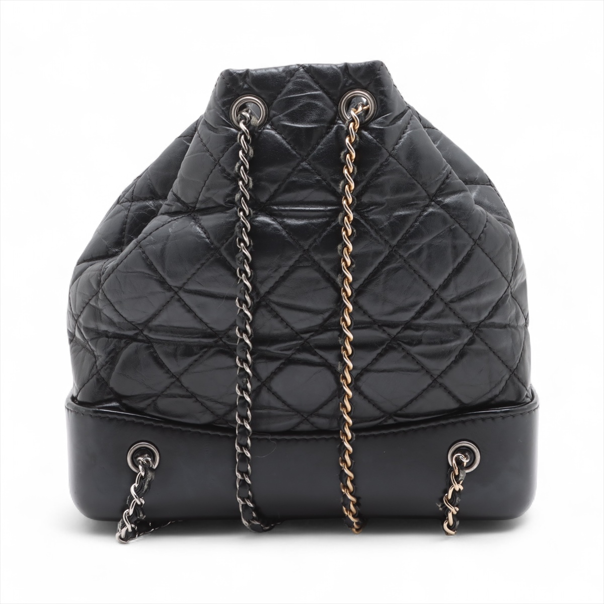 【CHANEL】バックパック/ブラック/ライトゴールド金具 シャネル Vステッチ チェーンショルダーバッグ ラムスキン