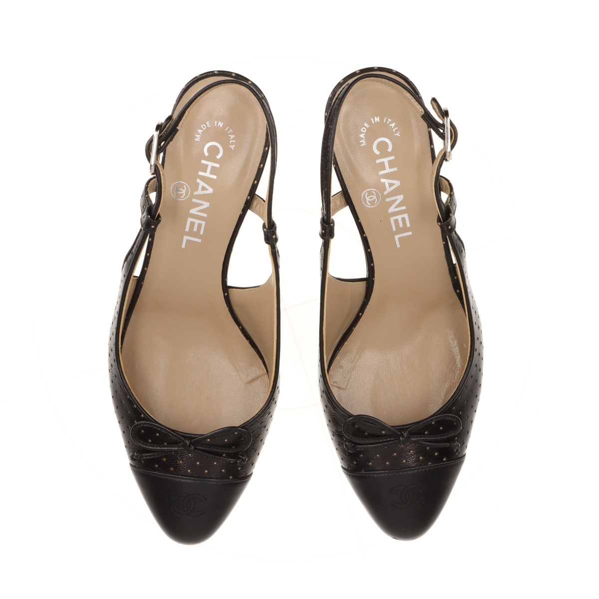【足元をお洒落に♪】CHANEL ココビーチ ストラップパンプス CHANEL シャネル バックストラップ パンプス レザー バイカラー