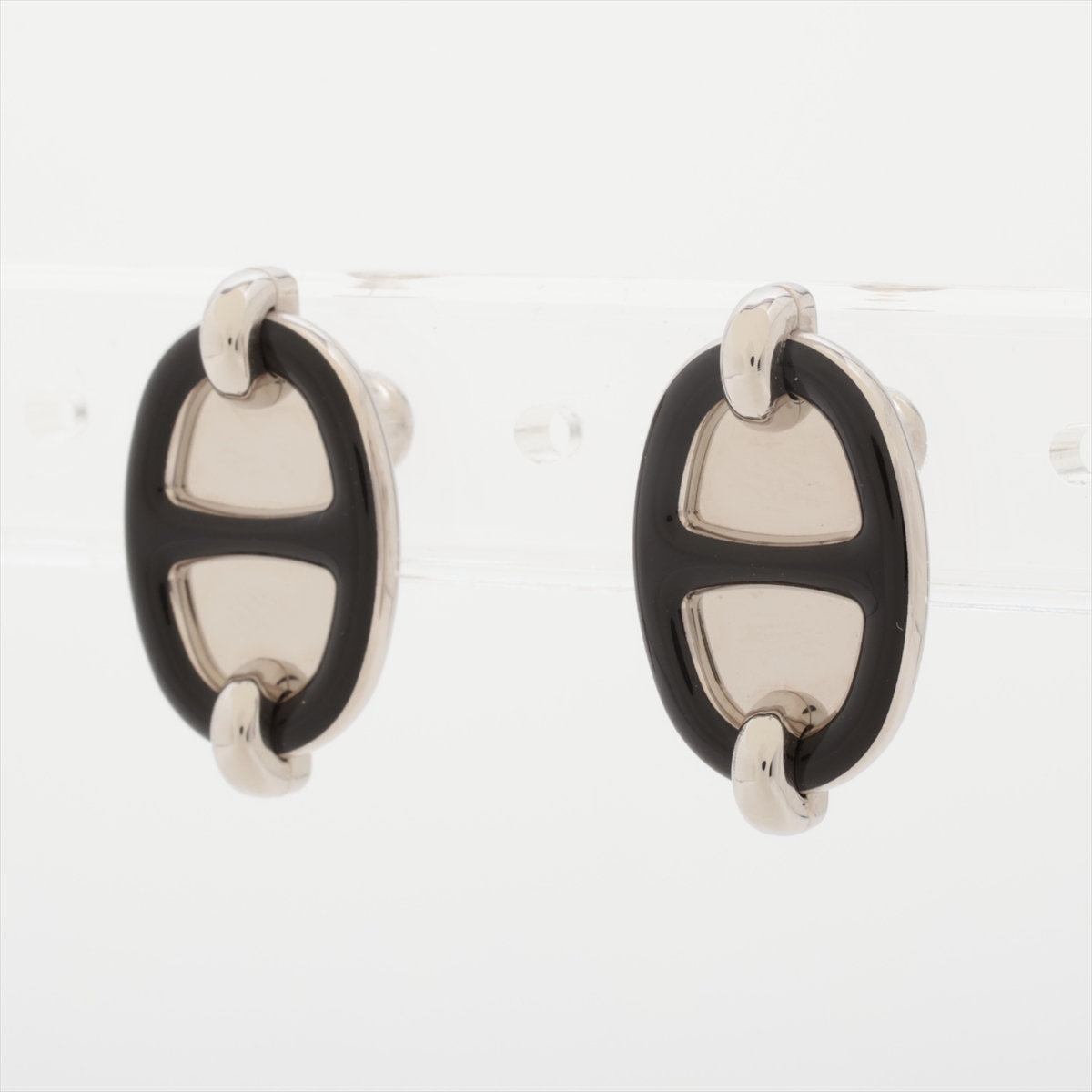 希少♪【HERMES】ピアス ミニマイヨン 黒色 エルメス ミニマイヨン ピアス(両耳用) GP ブラック A3778686