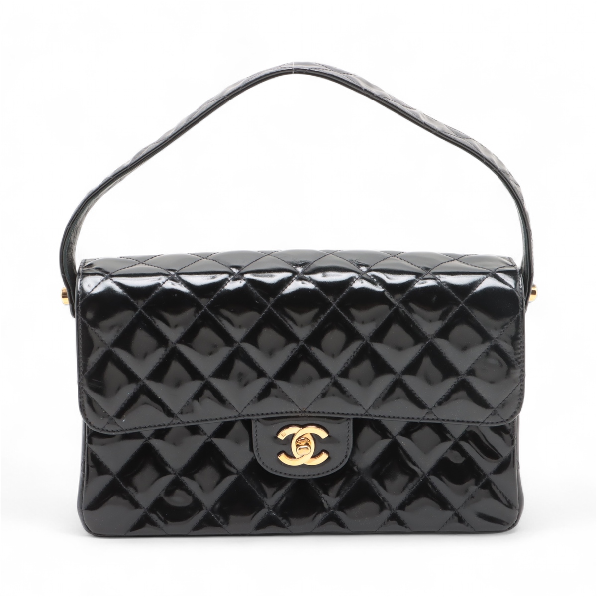 B*】様 CHANEL パテントレザー ブラック ショルダーバッグ　ゴールド金具 シャネル マトラッセ パテントレザー ショルダーバッグ ダブル