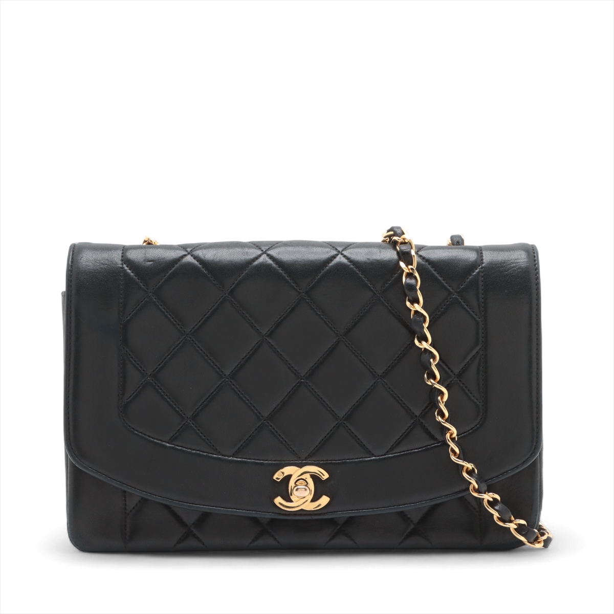 CHANEL マトラッセダイアナフラップターンロック シャネル マトラッセ ラムスキン シングルフラップ シングル