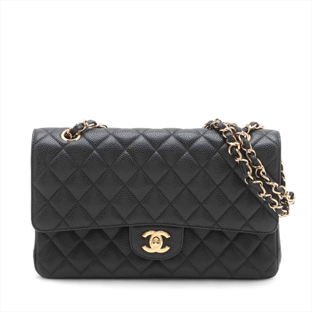 【3色展開】CHANEL ミニフラップバッグ ダブルチェーン ミニ フラップ バッグ、メタリック ブレード カーフスキン