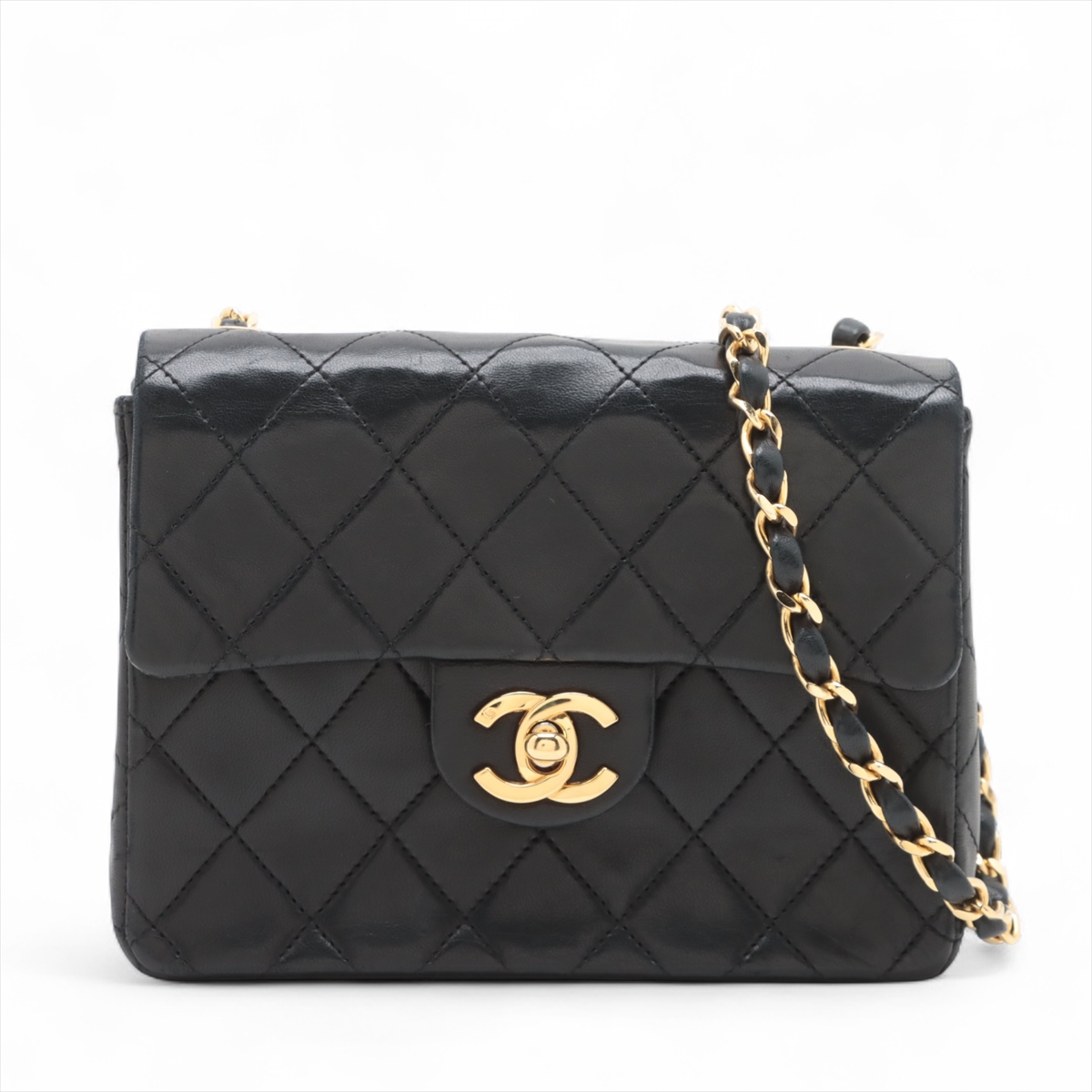 CHANEL★シャネル 中マトラッセシングル ラムスキン Aランク CHANEL/シャネル 中マトラッセシングルフラップチェーン