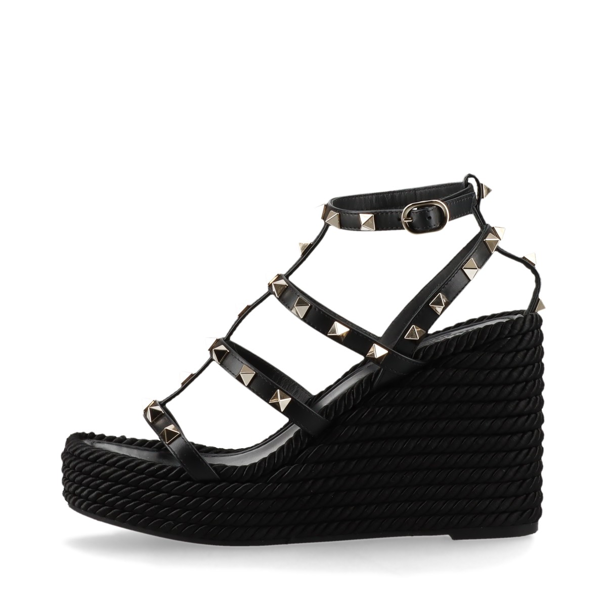 VALENTINO◆ロックスタッズ レザー ウェッジ サンダル ロックスタッズ カーフスキン ウェッジサンダル 90mm for
