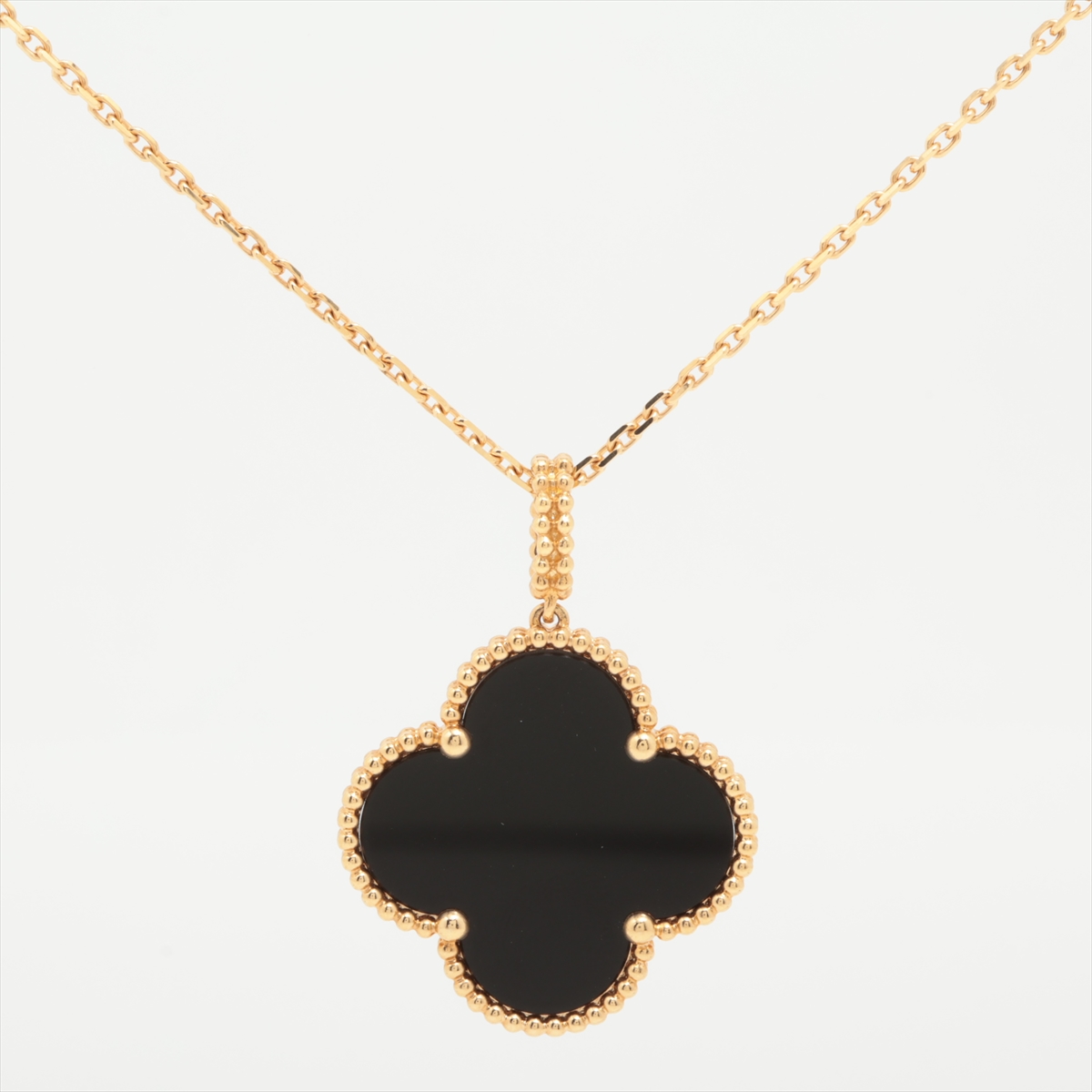 専用になります。ヴァンクリ　オニキス　ネックレス ヴィンテージ アルハンブラ ペンダント 18K イエローゴールド