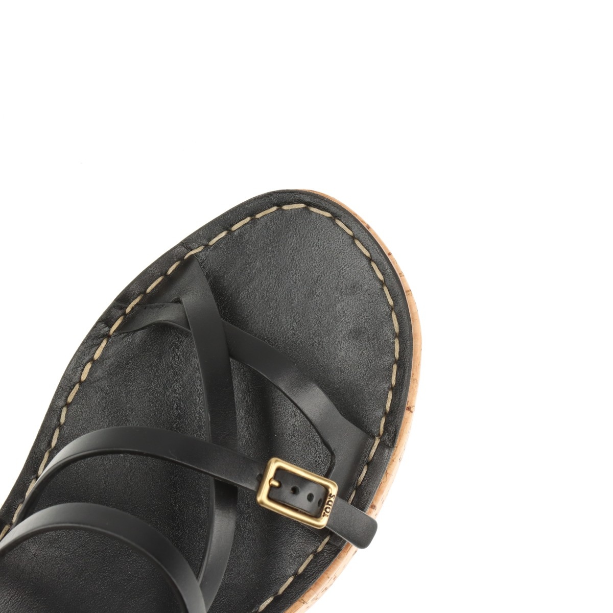 【TOD’S】レザー ウェッジソールサンダル トッズ レザー ウェッジソールサンダル 34 レディース ブラック