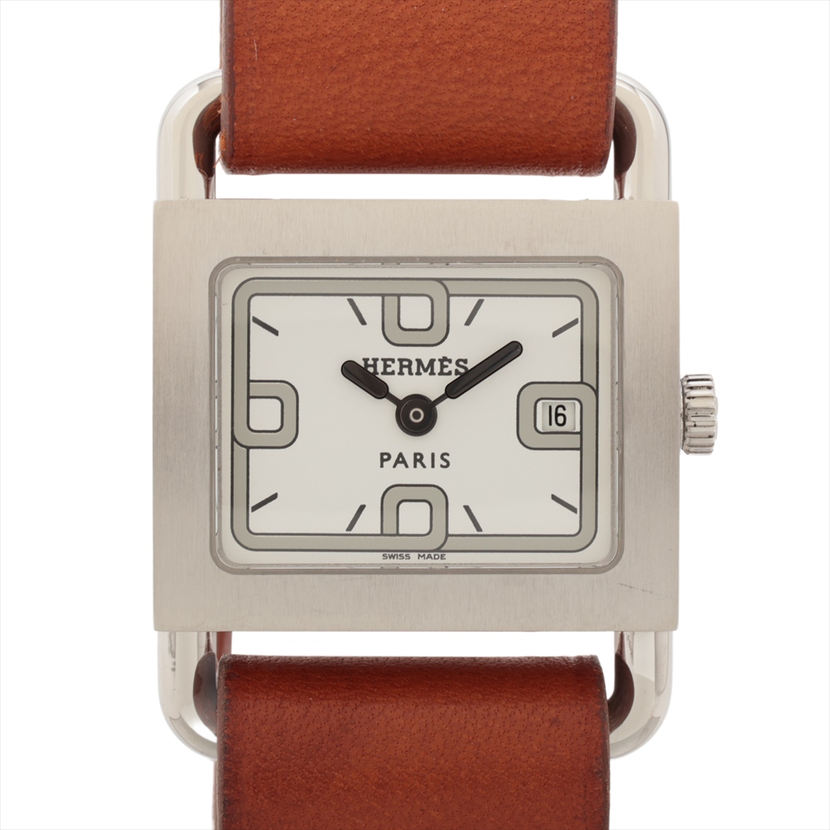 エルメス アーネ HA3.410 SS×革 QZ 白文字盤 A2176608｜中古