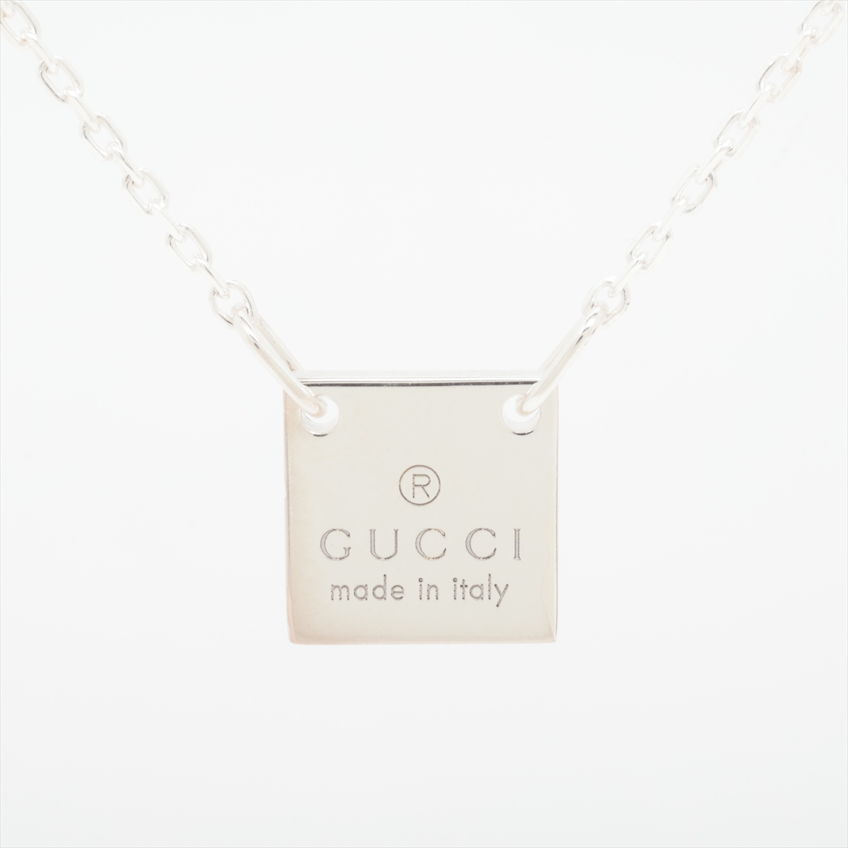 美品　グッチ　プレート　ネックレス　ロゴ　刻印　シルバー925 GUCCI グッチ ネックレス プレート ロゴ ペンダント SV925