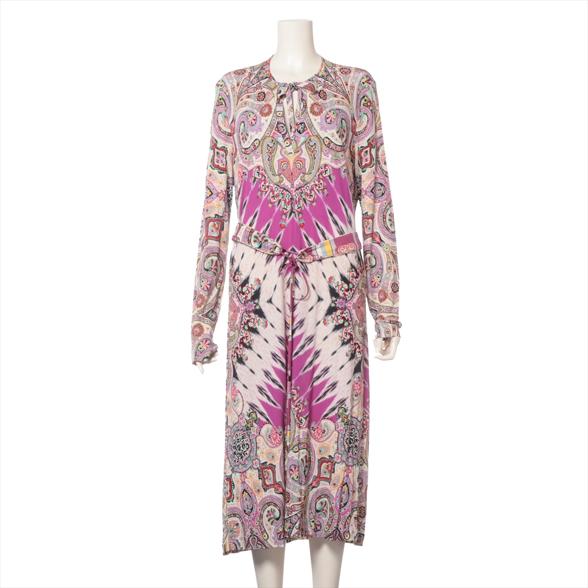 関税送料込【ETRO】エトロ ロング ワンピース シルク ネイビー 中古・古着通販】ETRO (エトロ) ワンピース ネイビー サイズ:38