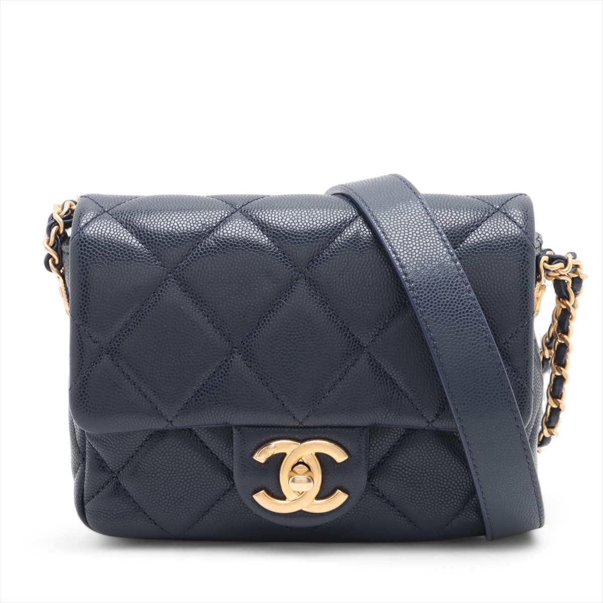 CHANEL マトラッセ キャビアスキン チェーンショルダーバッグ