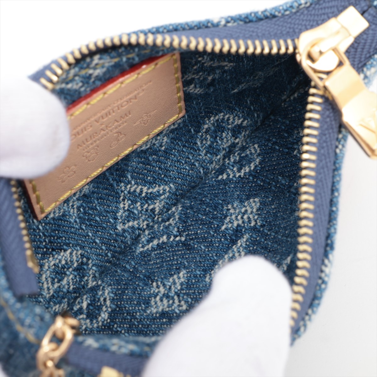 ルイヴィトン LV × TM ポシェット　カード キー ケース 村上隆 デニム ヴィトン×村上隆 LV×TM カードキーケース ポシェットクレ