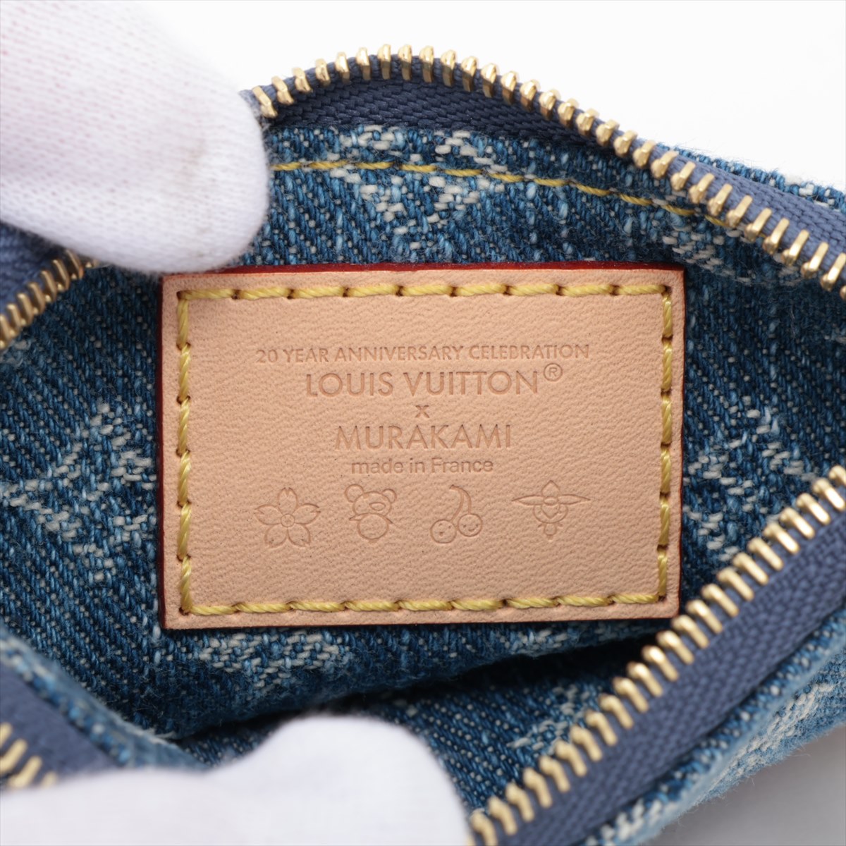 ルイヴィトン LV × TM ポシェット　カード キー ケース 村上隆 デニム ヴィトン×村上隆 LV×TM カードキーケース ポシェットクレ