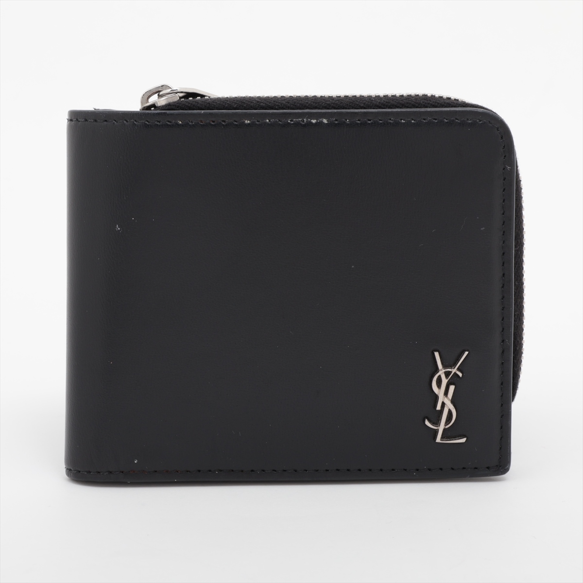 サンローランパリ YSLロゴ レザー 二つ折り財布 ブラック 644587