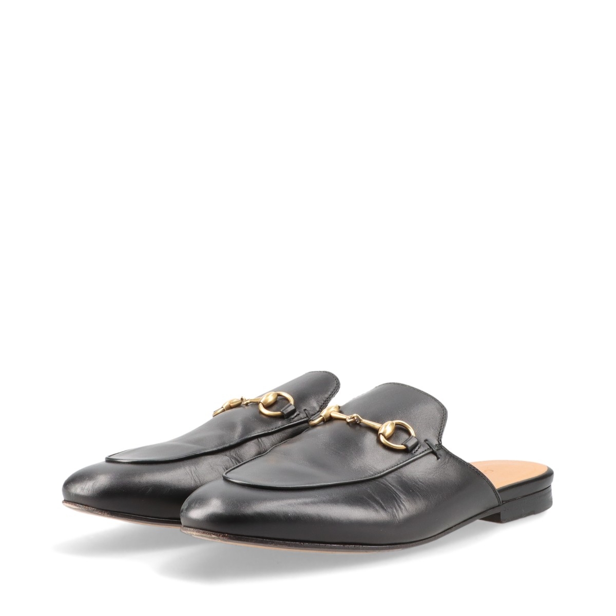 GUCCI ブラック レザー ミュール グッチ プリンスタウン レザー ミュール 38.5 レディース