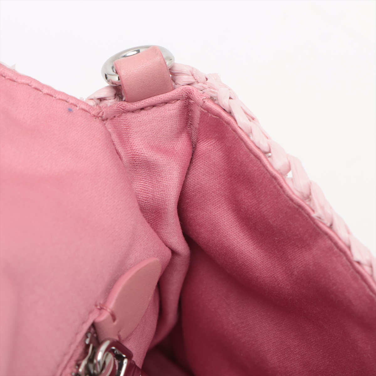 ミュウミュウ☆（送料込み) 5BD233 RAFFIA CRYSTAL3WAY バッグ Miu Miu Nappa Crystal Raffia 2 Way Shoulder Bag Pink 5BD233