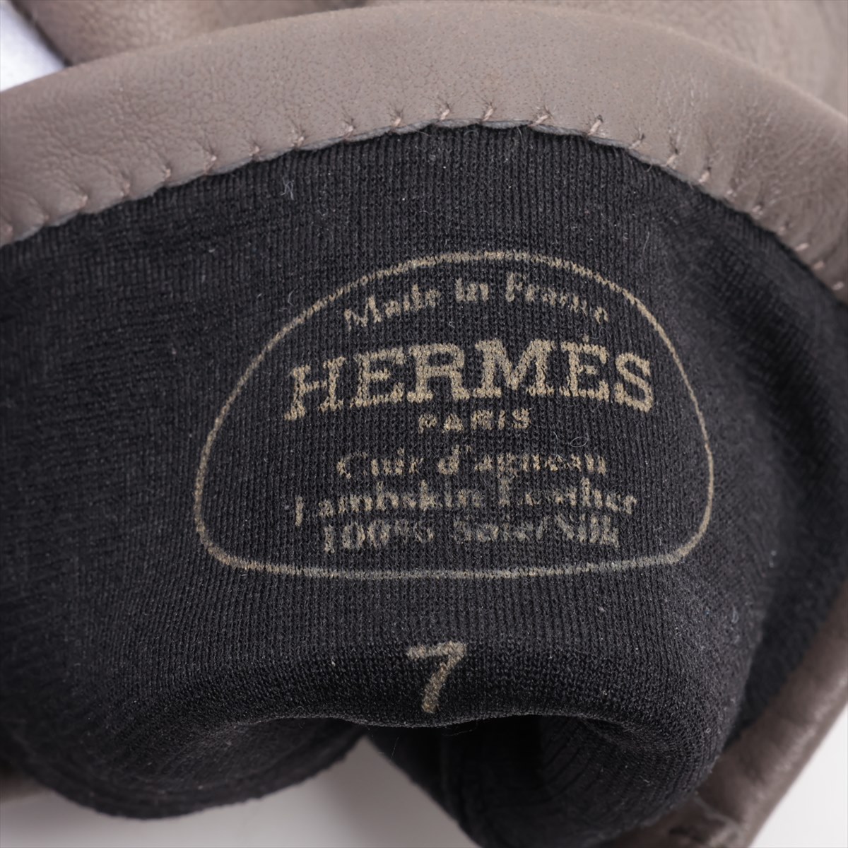 新品・未使用✨HERMES 手袋　レザー　グレー　Hロゴ　保存箱付き　7 1/2 エルメス Hロゴ グローブ 7 ラムスキン グレージュ A3785965