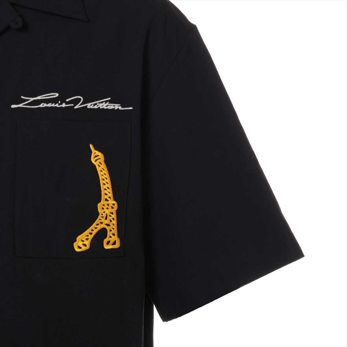 ヴィトン 24SS コットン シャツ XL メンズ ブラック RM241