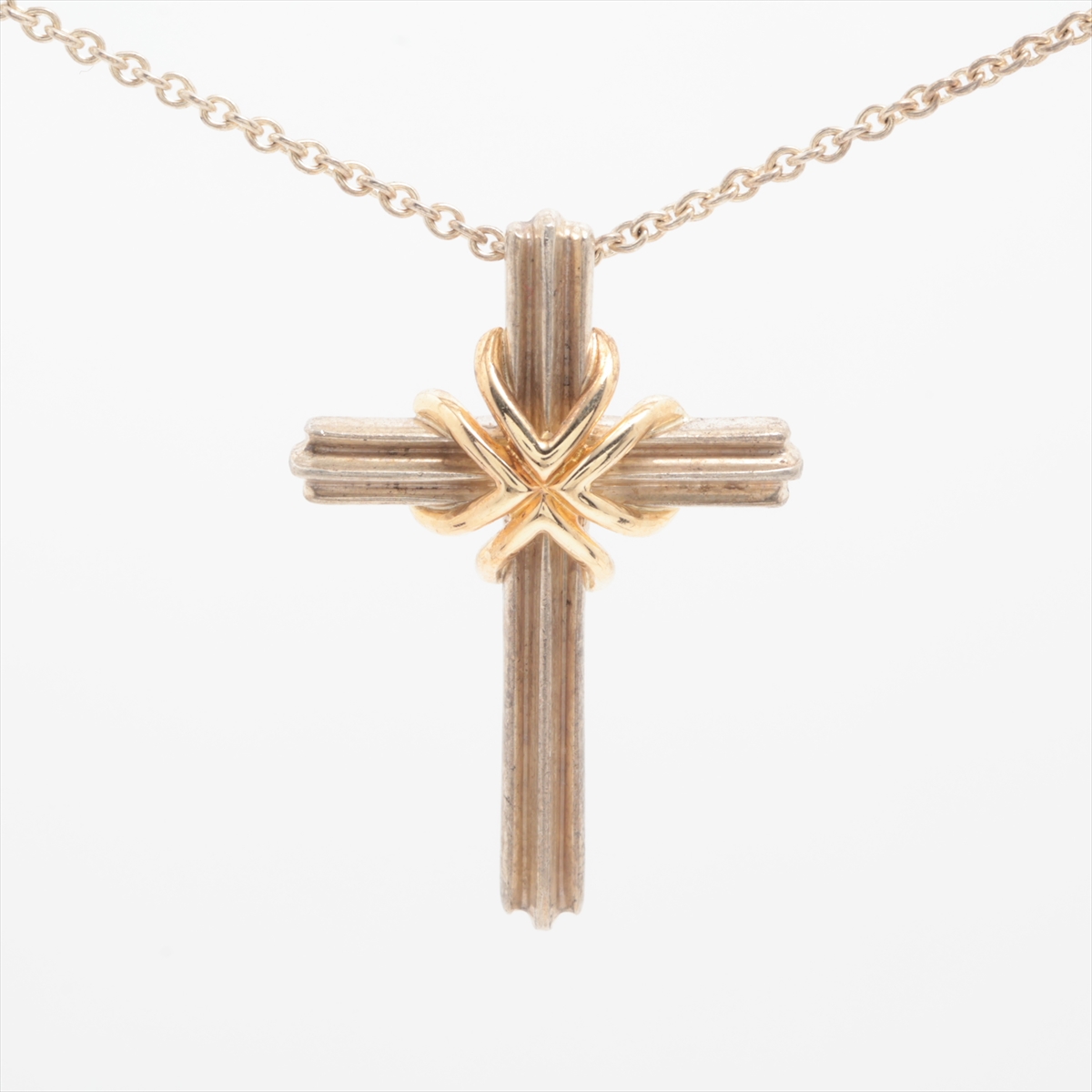 ◇ティファニー◇新品仕上済 シグネチャークロス ネックレス 925 Au750 ティファニー 新品仕上済 Tiffany&Co シグネチャー クロス