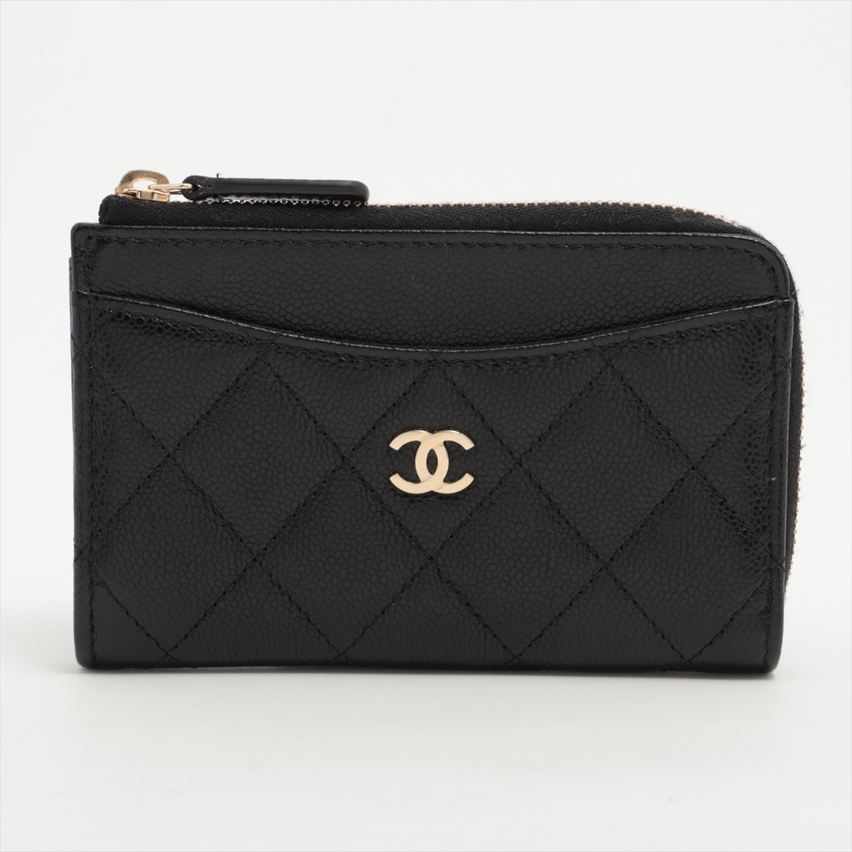 CHANEL キャビアスキン　マトラッセ　コインケース　フラグメントケース シャネル マトラッセ キャビアスキン フラグメントケース L字