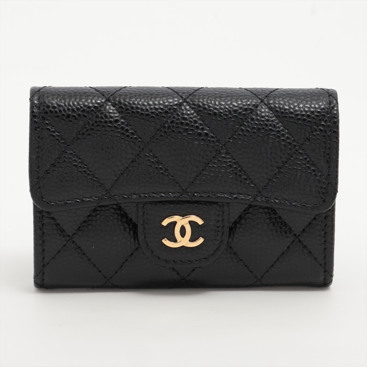 大人の定番 CHANEL 国内発 クラシック カードケース キャビア シャネル マトラッセ キャビアスキン カードケース ブラック