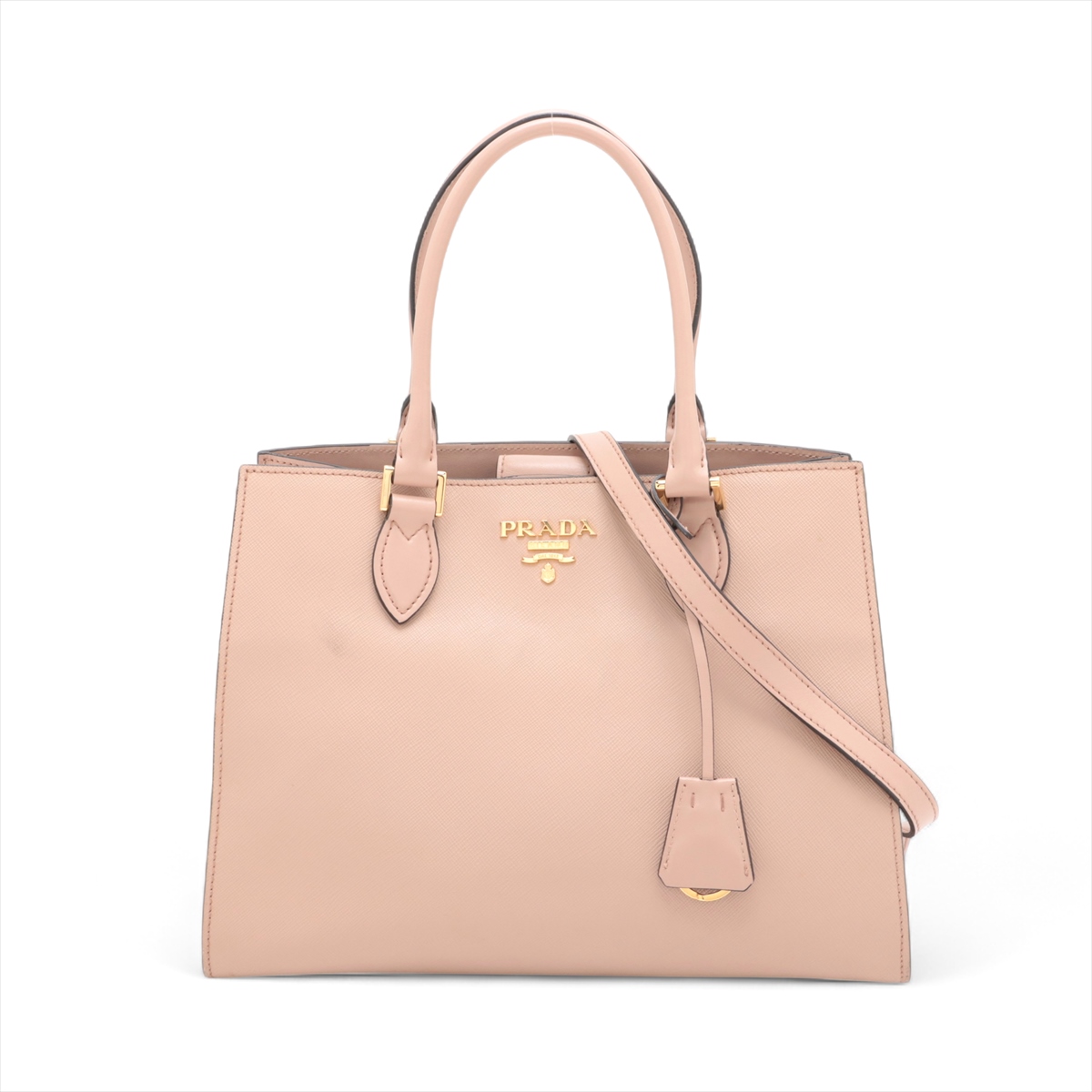 PRADA (プラダ) サフィアーノレザー ハンドバッグ2way【美品】 ほぼ未使用 PRADA プラダ ロゴ 金具 サフィアーノ レザー 本革